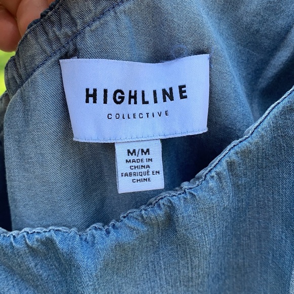 Denim one shoulder ruffle top - Picture 3 of 4